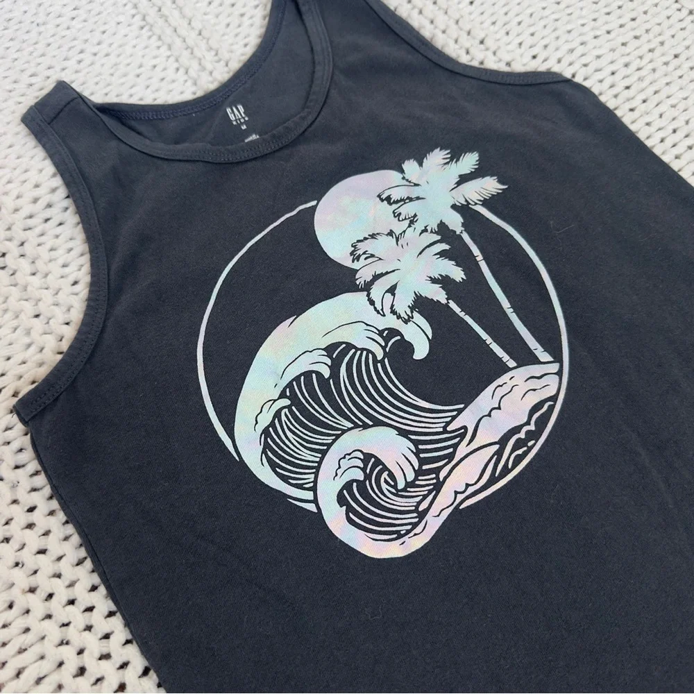 Gap Girl's Graphic Casual Gray and Metalic Tank Top Size Medium
